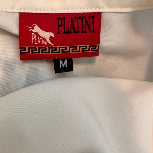 Tiger Embroidered Mens Off White Shirt - Platini - Size Medium - Lightweight - Picture 13 of 13